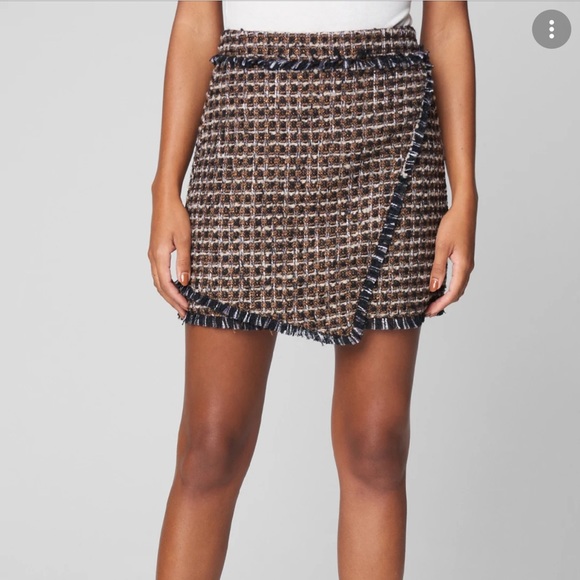 BLANK NYC**Plaid Tweed Brown/Bl./Gold Skirt**Size 27 $88 - Picture 2 of 12